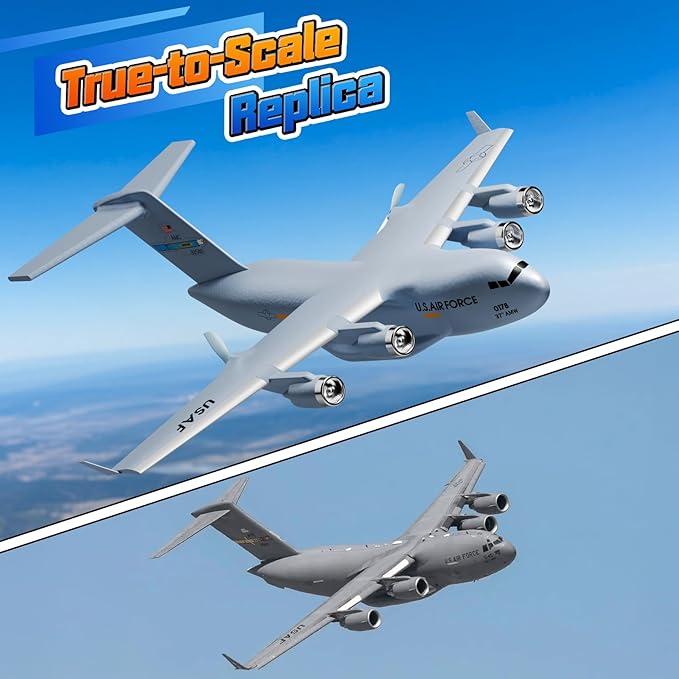 RC Airplane RC Plane Ready to Fly 2CH C-17 Remote Control Airplane with 6-axis Gyro Stabilizer Globemaster III Military Transport Aircraft for Beginners Boys Kids Adults