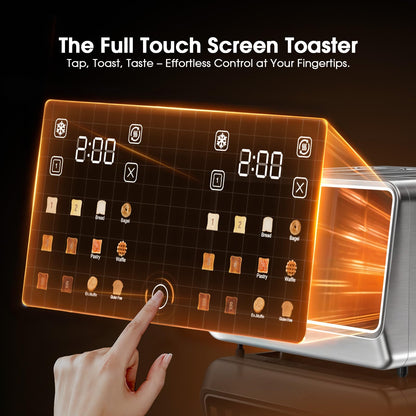 4-Slice Smart Toaster, 1800W Digital Touchscreen with Dual-Zone Control, 1.5" Extra-Wide Slots for Bagels & Thick Bread, 6 Browning Levels & 6 Presets, Single-Slot Energy Saving, Defrost/Reheat