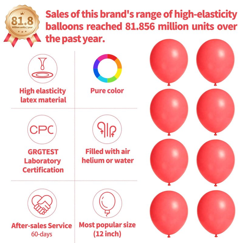 110pcs Pastel Red Balloon 12 Inch, Pastel Red Latex Balloons for Birthday Party Baby Shower Wedding(with 2 Ribbons).