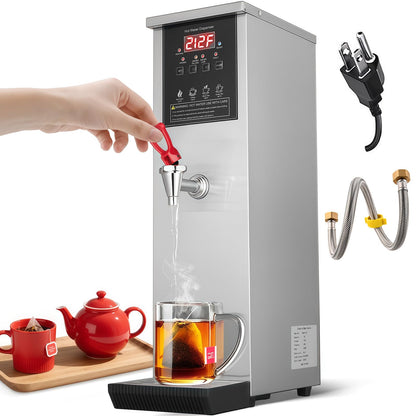 Commercial Hot Water Dispenser Water Boiler Countertop Auto-filling Stainless Steel Hot Water Machine Step-heating 104-212°F Adjustable for Cafe Tea Shop Office Restaurant Hotel 1500W 20L