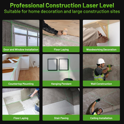Huepar Laser Level 360 Self Leveling, W04CG Upgraded 4x360° Bluetooth Construction Lazer Leveler Tool with Electric Rotating Base ＆ Large LCD Screen, 4D 16 Lines Green Cross Laser Level