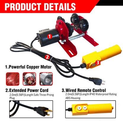Electric Trolley for Power Hoist 1100LBS Capacity,Fit 2.68-4.33 in I-Beam,Push Geared Overhead Crane Heavy Duty Wheels System for PA200 to PA500 Hoists,Perfect for Gantry Cranes,Warehouses