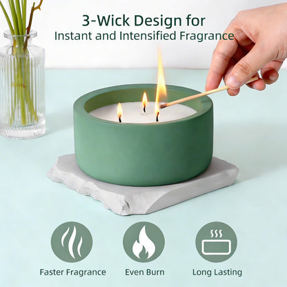 Viyffo 20oz Large Scented Candle Indoor - Citrus & Mint, 3 Wick Non Toxic Soy Candles for Women & Men, Green Ceramic Jar Candle for Patio, Bathroom, Bedroom, Living Room, Kitchen, Home Décor & Gift