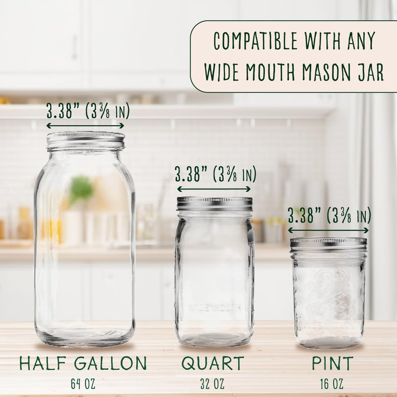 Elementi Fermentation Weight Set of 2 – Easy Grip Glass Weights for Fermenting, Perfect Pickling & Canning Weights for Wide Mouth Mason Jars, Durable Soda-Lime Glass for Sauerkraut, Kimchi & More