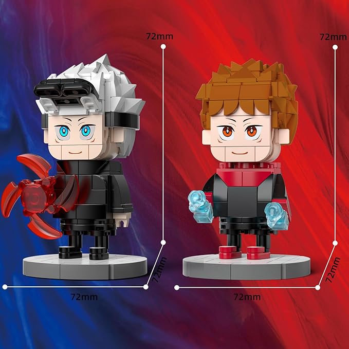Jujutsu Kaisen - Satoru Gojo &amp Yuji Itadori Action Figure Buliding Toy Set - (460+ Pcs) Compatible with Lego Brickheadz - Rotatable Arm with Base for Disable - Gift for Anime Fans