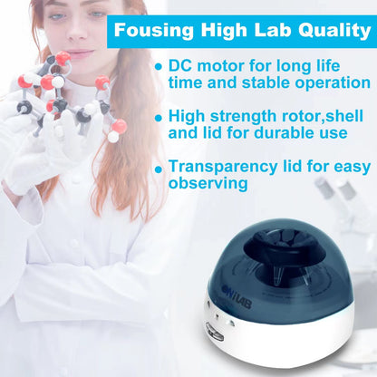 ONiLAB Scientific Mini Centrifuge 5000RPM,1360 x g RCF, Lab Benchtop Centrifuge with 2 Rotors for 8 x 0.2/0.5/1.5/2.0ml and 0.2mL×32 PCR Strips, Low Noise≤45dB, 100-240V,Blue lid(ONLY for MICROTUBES)