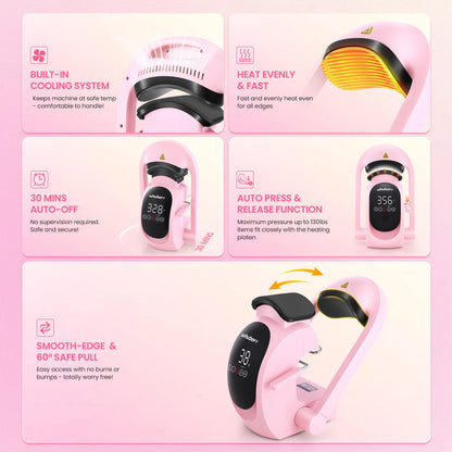 Whubefy Auto Hat Heat Press Machine, 3-in-1 Hat Press Heat Machine for Caps with 3 Platens, Blank Cap, Gloves, Automatic Open/Release, Heat Transfer Cap Heat Press HTV Iron On for Vinyl, Sublimation