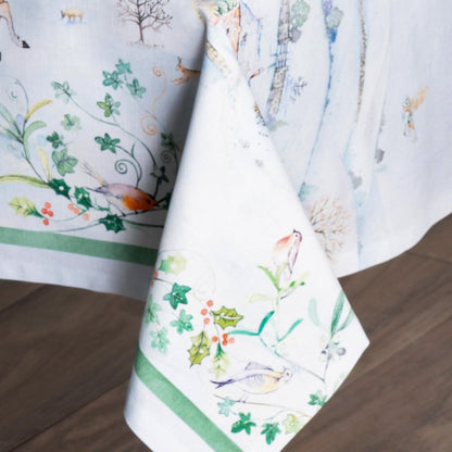 Maison d' Hermine Table Cloth Rectangle Table 100% Cotton 70 x 90 Inches Fall Tablecloth Reusable Everyday Use for Thanksgiving Christmas Decorations Dining Farmhouse Party (Snowy World)