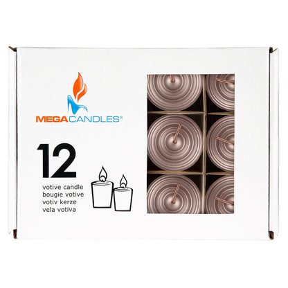 Mega Candles 12 pcs Unscented Rose Gold Votive Candles, Hand Poured Wax Candle 15 Hour 1.5 Inch x 2.25 Inch, Home Décor, Wedding Receptions, Centerpieces, Occasions, Events, Festivities, Meditations