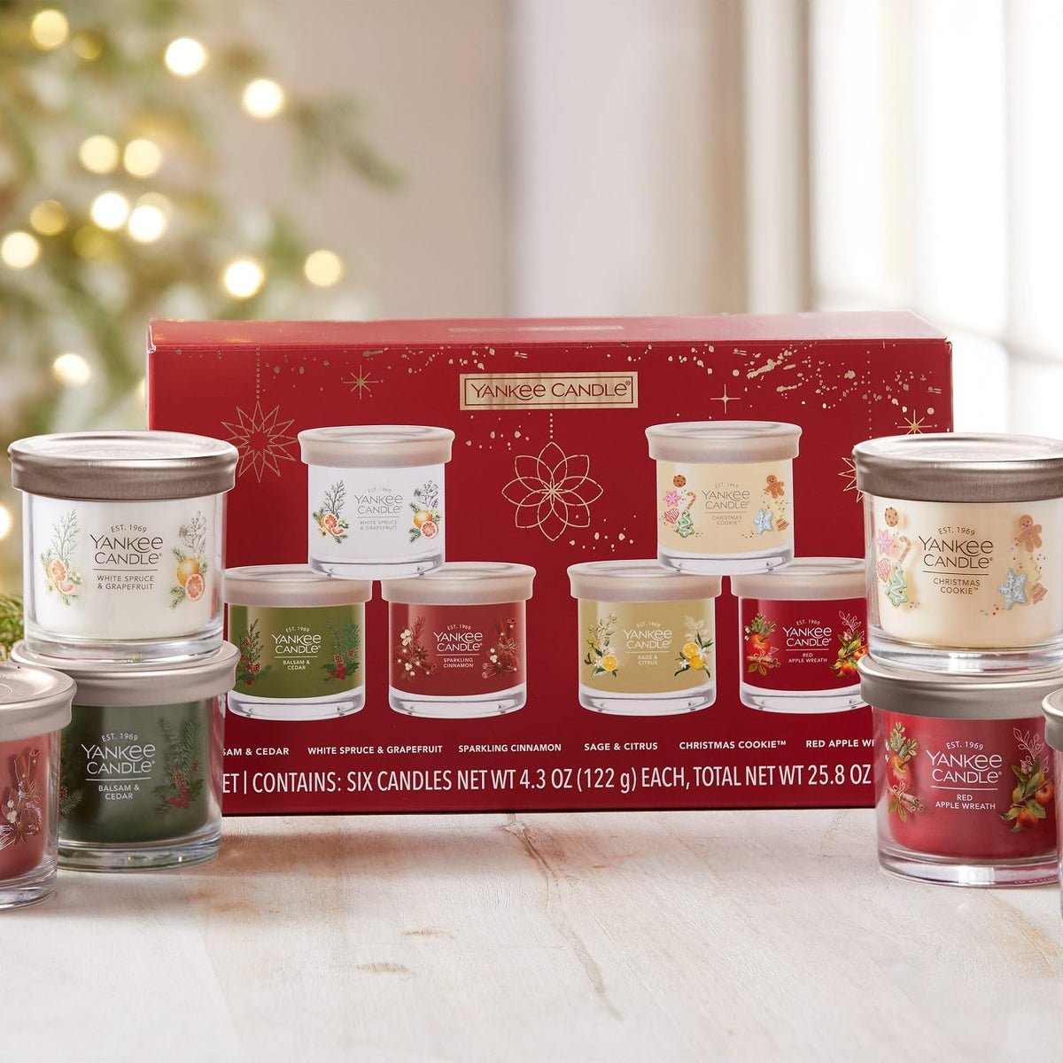 Yankee Candle Variety Pack, 6 Premium Soy Wax Blended Scented Candles, 4.3 oz Each