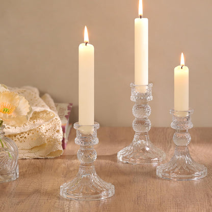 DARJEN Clear Glass Candlestick Holders Set of 6, 4" H & 5" H Taper Candle Holders for Candlesticks & Pillar Candles, Diamond Candle Holders for Wedding Party Table Centerpiece, Home Decor