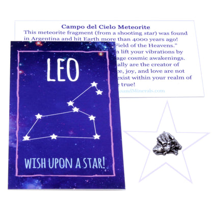 DANCING BEAR Leo Zodiac Healing Crystals Gift Set (14 Pc): 9 Stones, 18K Gold-Plated Constellation Necklace, Meteorite, Succulent Candle, Palo Santo Smudge Stick, and Info Guide, Made in The USA