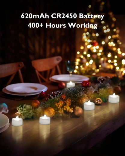 BEICHI Remote Candles, 12 Pack Timer Candle, Flameless Tea Lights Candles Battery Operated, Flickering LED Tea Lights, Timer Battery Votive Candles- Pure White- White Base