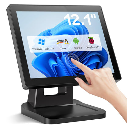 NewHail 12.1-inch POS Touch Screen Monitor, Capacitive Touchscreen with HDMI/VGA Input, Heavy-Duty Metal Stand, for Retail, Restaurant, Bar, Gym, Warehouse and POS System