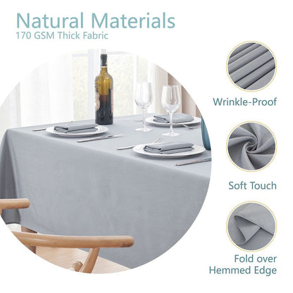 Veblandy Textured Rectangle Tablecloth 52x70 inch Table Cloth Water Resistant Wrinkle Free Spill-Proof, Decorative Fabric Table Cover Washable for Banquet Parties Event Holiday Dinner, Light Grey