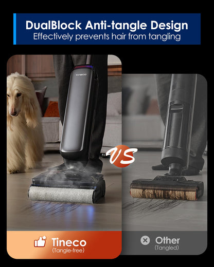 Tineco Floor One S9 Artist Steam Wet Dry Vacuum Cleaner, High-Temp Steam Cleaning, 22kPa Suction, 360° SmoothDrive, Anti-Tangle Design, 185°F Flashdry, Long Runtime, 180° Lay-Flat