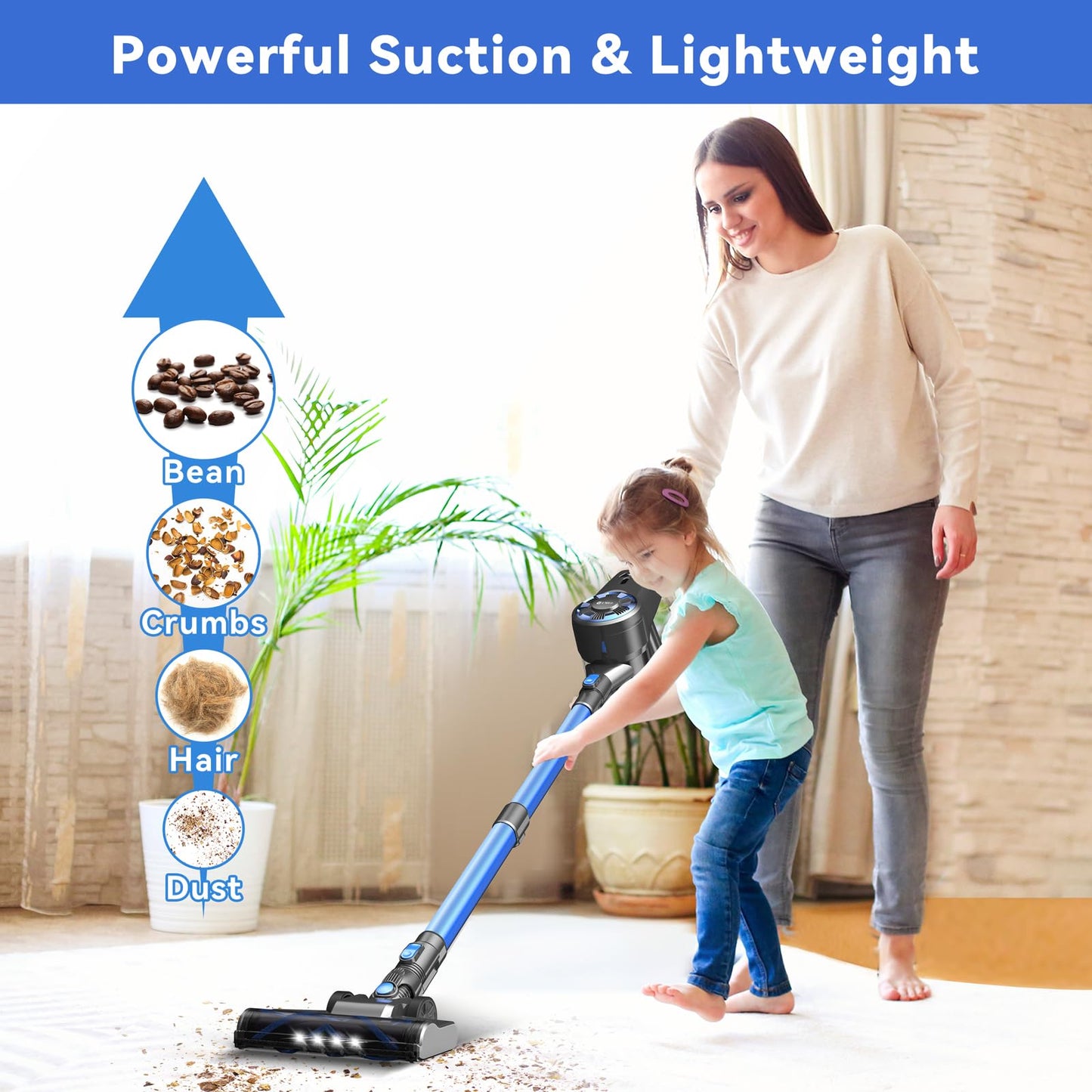 UML0 Cordless Vacuum Cleaner,8-in-1 Lightweight Stick Vacuum with Powerful Suction,Self-Standing,40 Mins Max Runtime,Rechargeable Vacuum Cleaners for Home,Hardwood Floor,Carpet,Pet Hair (Charcoal)