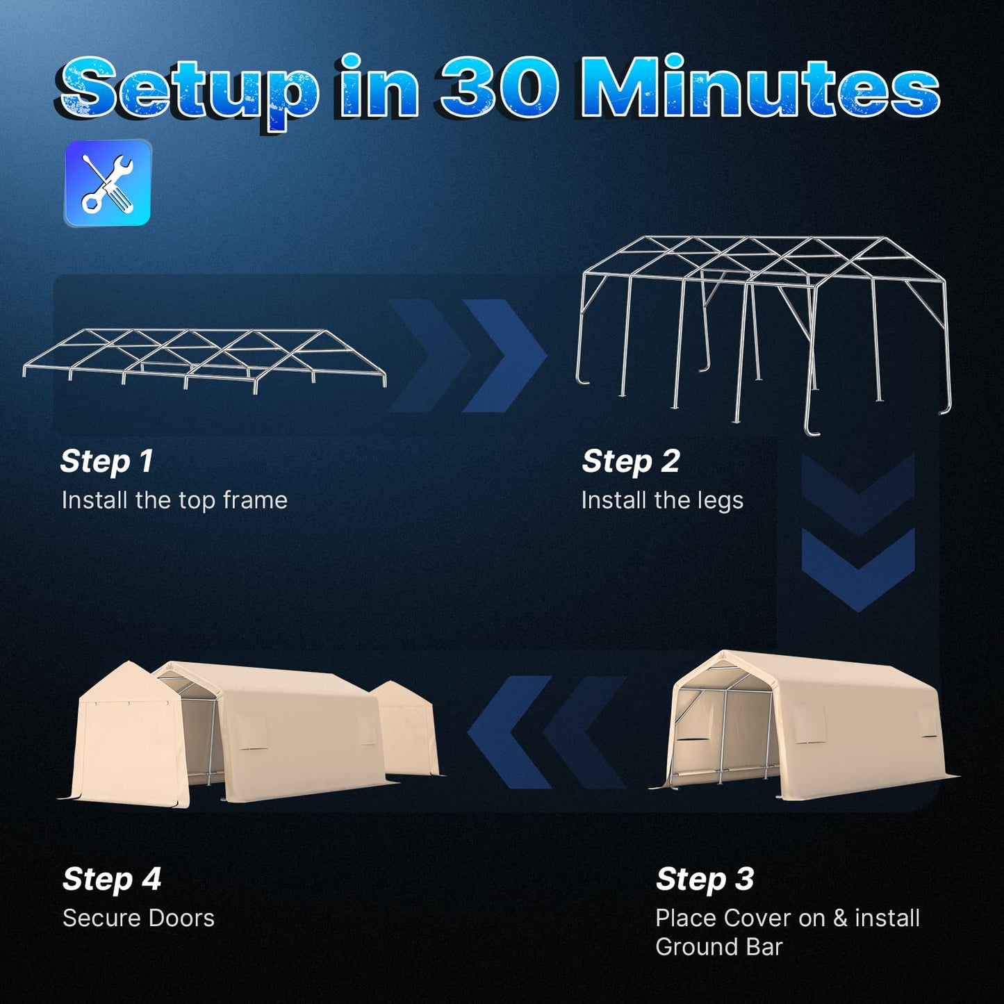 ADVANCE OUTDOOR Heavy Duty 10X20 ft Carport Outdoor Patio Portable Canopy Storage Shelter Shed with 2 Rolled up Zipper Doors & Vents for Snowmobile Garden Tools, Beige
