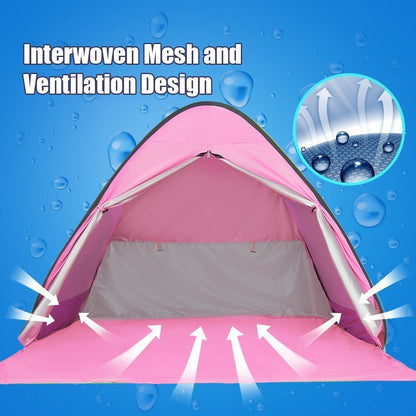 Eplze Automatic Pop Up Beach Tent Instant Portable Quick Sun Shelter for 2-3 Persons (Pink)