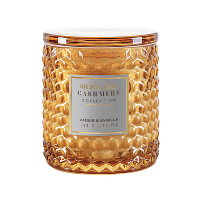 Hidden Label Amber & Vanilla Fall Candles, Natural Candle Non Toxic,100% Cotton Lead-Free Wick,Candles for Home Scented,10 oz 65 Hours Burn time,Candle Gifts for Women & Men.