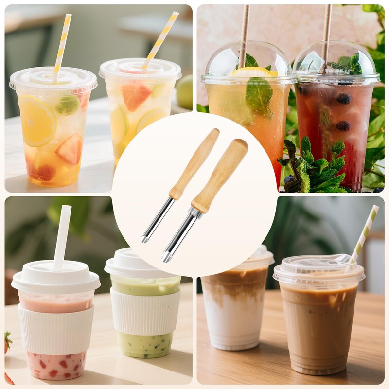 LBOKLING 2 Pack Straw Puncher for Plastic Lids, Straw Hole Puncher for Plastic Lids, Lemonade Cups, Cafe Drinks and Deli Container Straw Hole Puncher, Circular Clay Hole Cutters for Pottery Tools