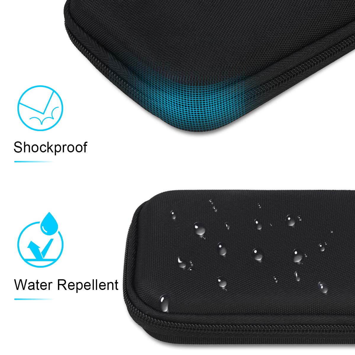 Lacdo Hard Carrying Case for Samsung T7 Shield/Samsung T7 / Touch Portable Solid State Drives 500GB 1TB 2TB 4TB USB 3.2 External SSD Hard EVA Shockproof Storage Travel Bag, Black+Black