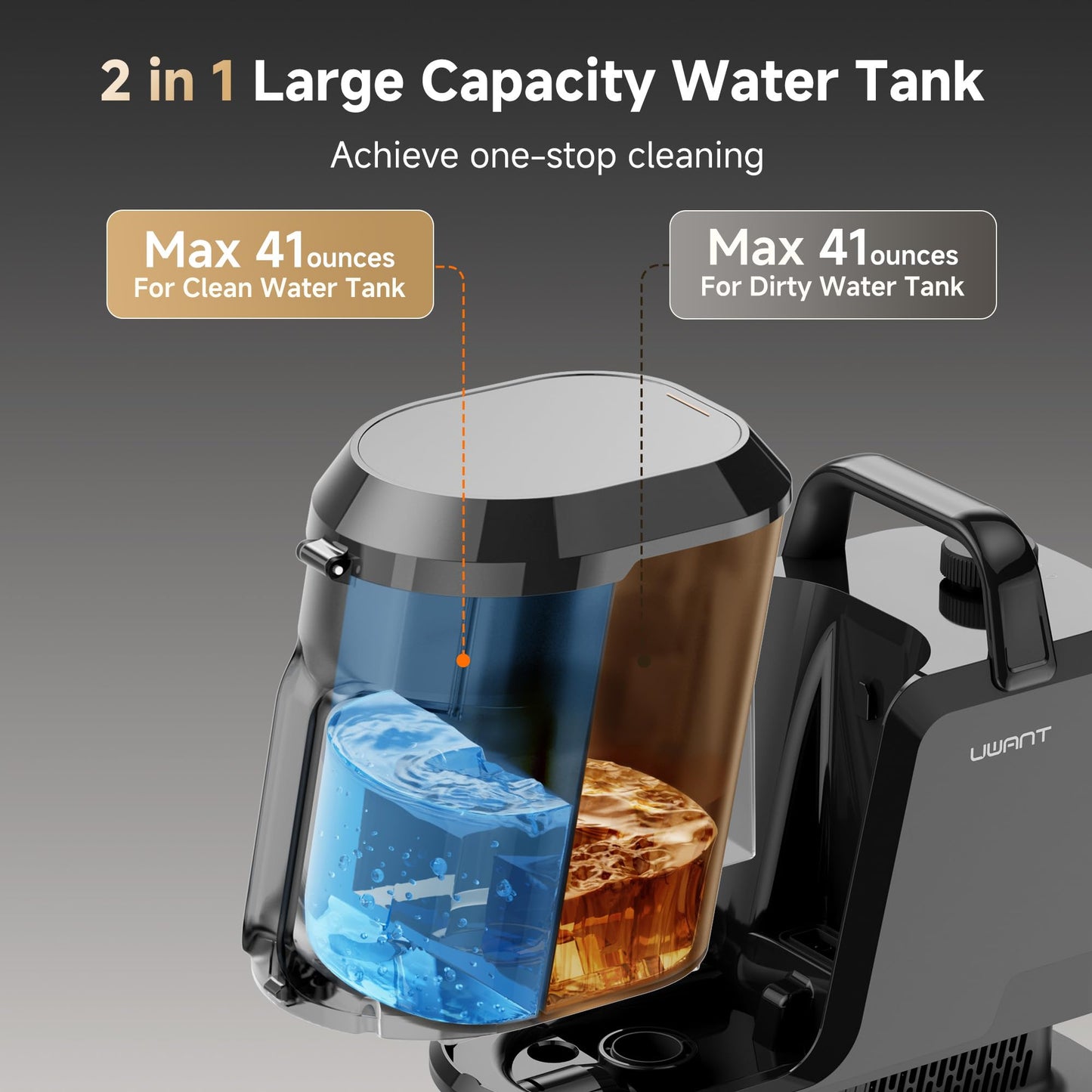 Uwant Carpet Cleaner Machine with Steam&Hot&Cold Water System 18Kpa Powerful Suction Upholstery Cleaner Machine with Textile Cleaner for Pets, Carpet Steam Cleaner with Specialty Tools for Cars