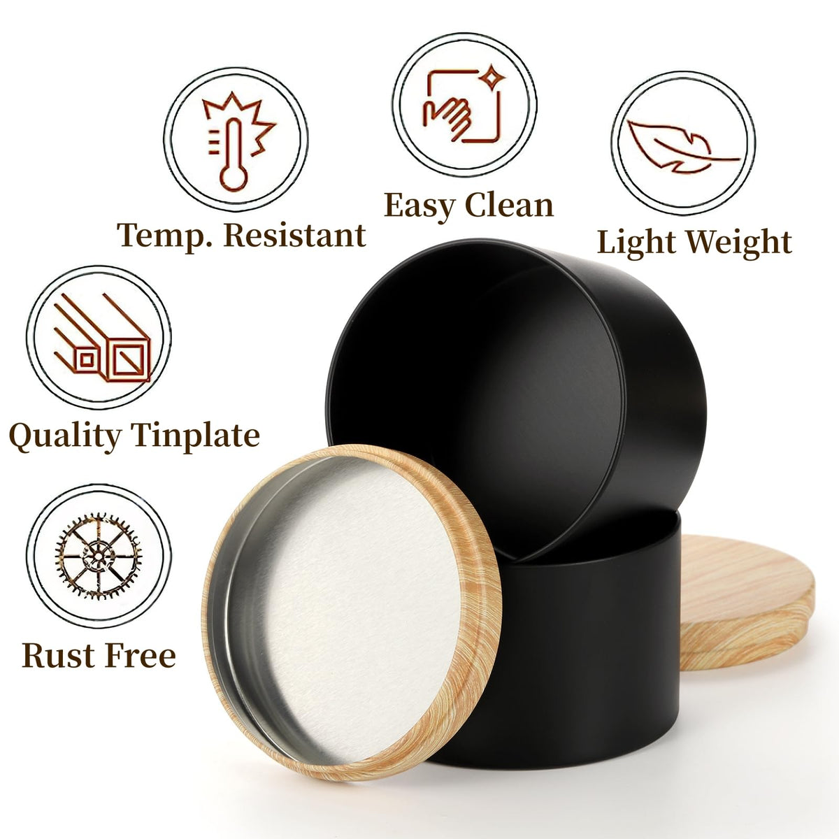 Pumtus 24 Pack 8 OZ Candle Tins, Matte Black Candle Container with Lids, Round Metal Jars for Making Candles, Bulk Empty Candle Vessel, Wax Mold Supplies, Gift Packaging Can for DIY, Storage, Gift