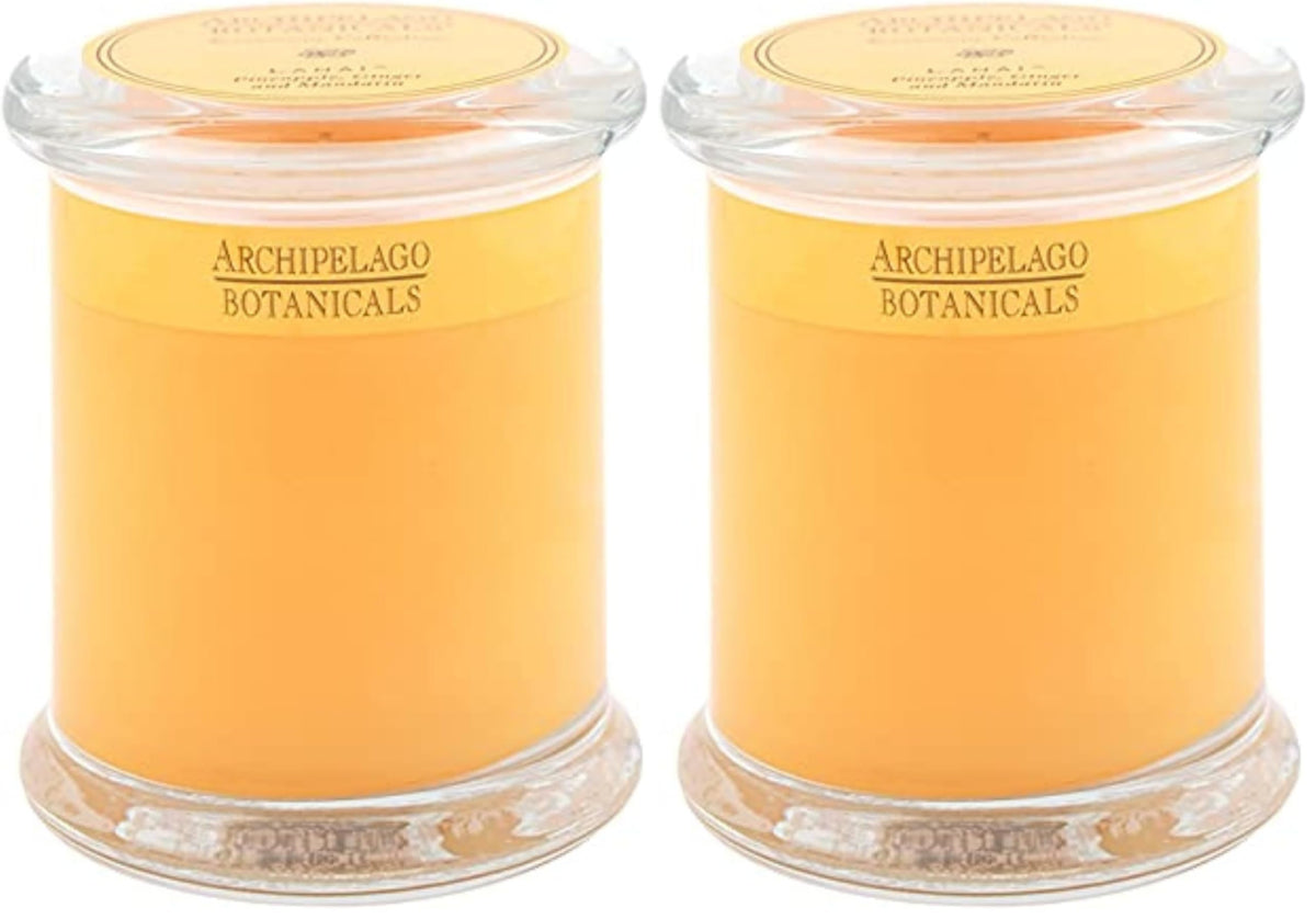 Archipelago Botanicals Lanai Glass Jar Candle, Pineapple, Mandarin and Ginger Scent, Lead-Free Candle Wicks, Burns Approx. 60 Hours (8.6 oz) (Pack of 2)