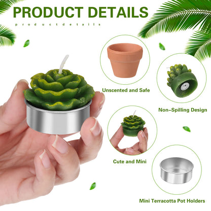 Treela 6 Pcs Succulent Candles, Decorative Cactus Candle with Mini Terracotta Pots, Handmade Tealight for Baby Shower Home Decor Birthday Wedding Fiesta Cinco De Mayo Party Decorations Party Favors