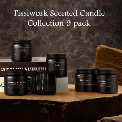 9 Pack Scented Candles Set Gifts for Men, Aromatherapy Candle Set with Scents （Tobacco & Vanilla/Apple Cinnamon/Amber）- Gift for Dad, Boyfriend, Birthday, Father’s Day, Anniversary