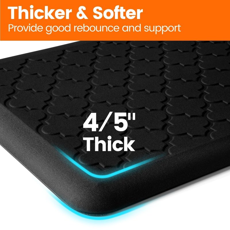TranquilRelax 4/5 Inch Thick Anti-Fatigue Kitchen Mat Water Resistant Non-Slip Kitchen Floor Mat Ergonomic Comfort Standing Mat for Home Kitchen Office Laundry 17.3"x 24" Black