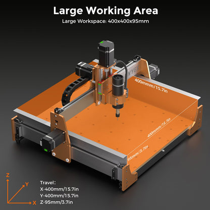 LUNYEE 4040 Pro Max CNC Router Machine, 500W Spindle, NEMA23-76 Closed-Loop Stepper Motor, 3 Axis Engraving and Milling Machine, Dual Linear Rail Z-Axis, for Wood Acrylic Aluminum
