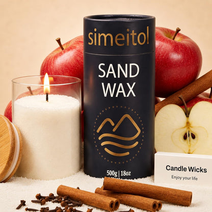 simeitol 18oz Scented Candle Sand Wax, Apple & Clove Scented Pearled Candles with a Glass Jar, Long Lasting with 120 Hours, Refillable Candle Sand with 30 Wicks for Mom/Home Decor/Holiday Gift/Relax