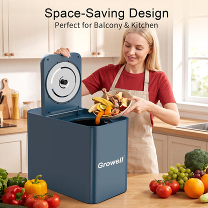 Growell Electric Composter for Kitchen, 3.2L Smart Countertop Compost Bin, Low Noise, Odorless, Indoor Food Waste Composter with LED Display, Auto-Cleaning, Turn Food Waste into Fertilizer,EC04