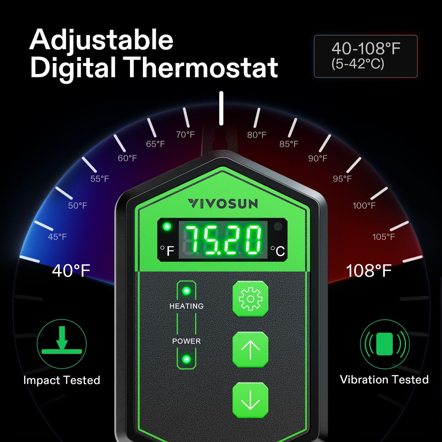 VIVOSUN 48" x 20.75" Seedling Heat Mat and Digital Thermostat Combo Set, UL & MET-Certified Warm Hydroponic Heating Pad for Germination, Indoor Gardening, Greenhouse