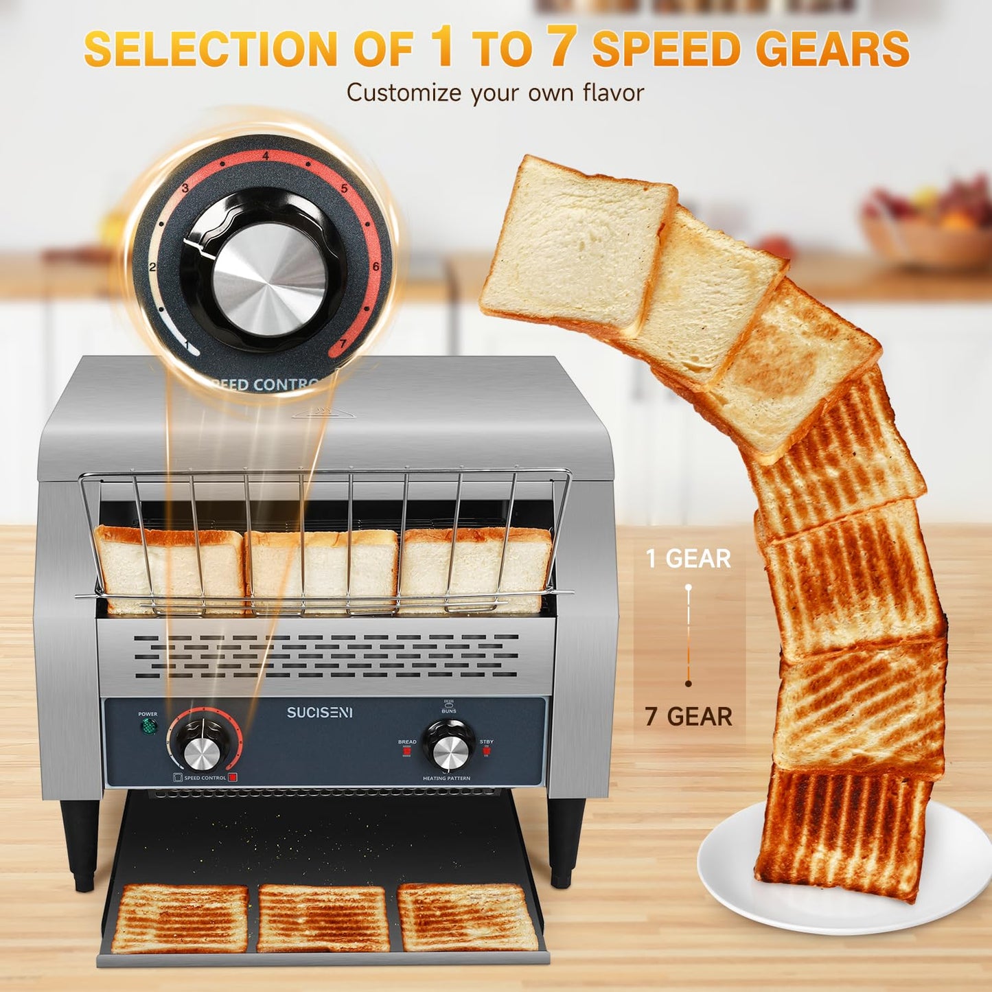 Commercial Conveyor Toaster 450 Slices/Hour Stainless Steel Toaster 2600W Heavy Duty Industrial Toasters Electric Oven with Dual Heating Tube for Bagel Bread Croissant Bakery Restaurant Cafe