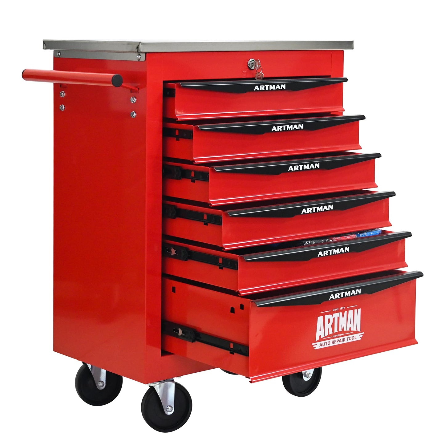 KEIKI 6 Drawers Tool Cart on Wheels,Multifunctional Rolling Tool Chest Tool Storage,Drawers Rolling Tool Trolley Organizer Tool Case for Garage, Warehouse, Workshop, Repair Shop (Red)