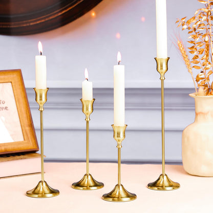 Sunnyfuture Candlestick Holders, 4PCS Taper Candle Holder for Candlesticks, Gold Candle Holders for Table Centerpiece, Wedding, Party