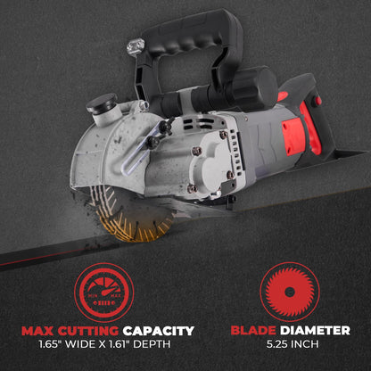 XtremepowerUS Wall Chaser Cutting Machine Wall Concrete Grooving Cutting w/Water Line Dust Port Infrared Sighting (Slotting Machine)