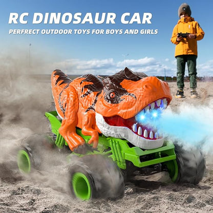 Bennol Remote Control Dinosaur Car for Boys Kids 2.4Ghz RC Dinosaur Truck Toys for Toddlers Electric Hobby RC Car Toys with Light &amp Sound Spray Birthday Gift for 3 4 5 6 7 8 Year olds Kids Boys