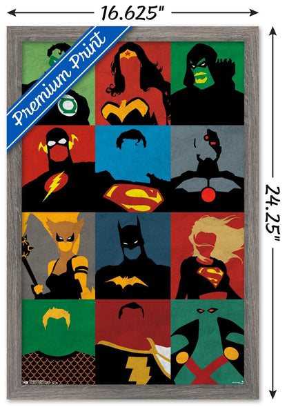 Trends International DC Comics - Justice League - Minimalist Wall Poster, 14.725" x 22.375", Barnwood Framed Version