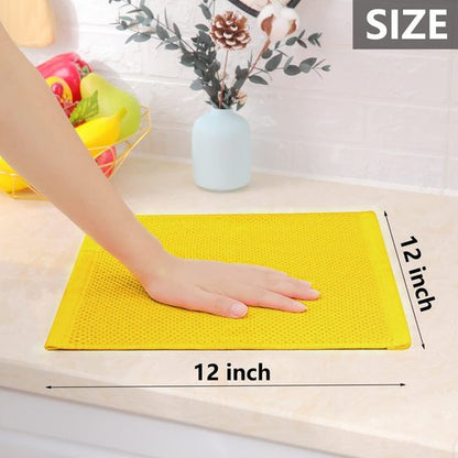 Homaxy 100% Cotton Waffle Weave Kitchen Dish Towels, Ultra Soft Absorbent Quick Drying Cleaning Towel, 13 x 28 Inches, 8-Pack, Yellow