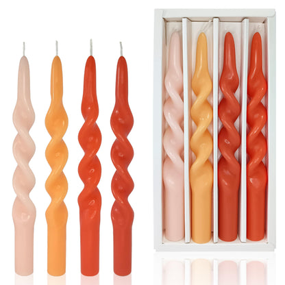 Orange Taper Candles 10 inch Unscented Spiral Candlesticks for Christmas Halloween Wedding Home Decor, Relaxation & All Occasions