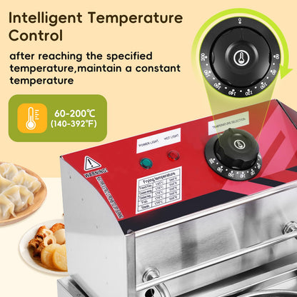 JIAWANSHUN 2 Holes Commercial Pasta Cooker,110V Stainless Steel Noodle Maker, Adjustable Temp (60-200℃/140-392°F), Fast Cooking for Restaurant Dumplings Vegetables