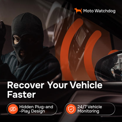 Wired GPS Tracker for Vehicles, No Subscription with Real-Time Location, Easy Install, Speeding Monitoring, Route History, Geofence, for Fleets & Families, USA, Moto Watchdog