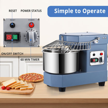 PioneerWorks Commercial Dough Mixer, 8Qt Capacity, 450W Dual Rotating Dough Kneading Machine with Stainless Steel Bowl, Safety Shield,110V for Restaurant, Bakeries,Pizzeria