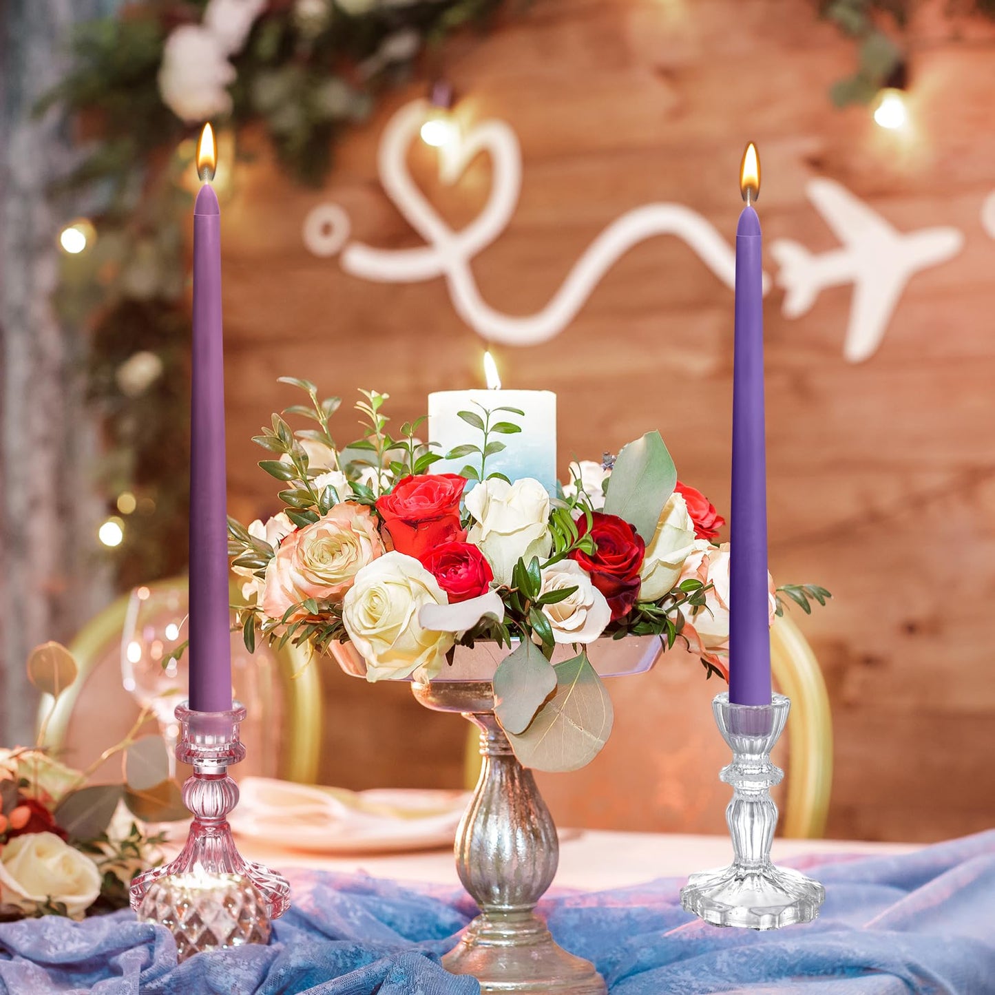 Nuanchu Taper Candles 10 Inch (H) Dripless Tapered Smokeless Long Tall Unscented Dinner Candle for Wedding Party Home Decor Candlesticks, Long Burning