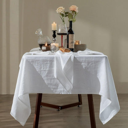 Talasily Linen Tablecloth 100% Pure Linen Table Cloth 60x120 Inches Rectangle Tablecloths Washable Cloths for Kitchen, Dining, Buffet Parties, Holidays, Picnic, Weddings and Restaurants-White