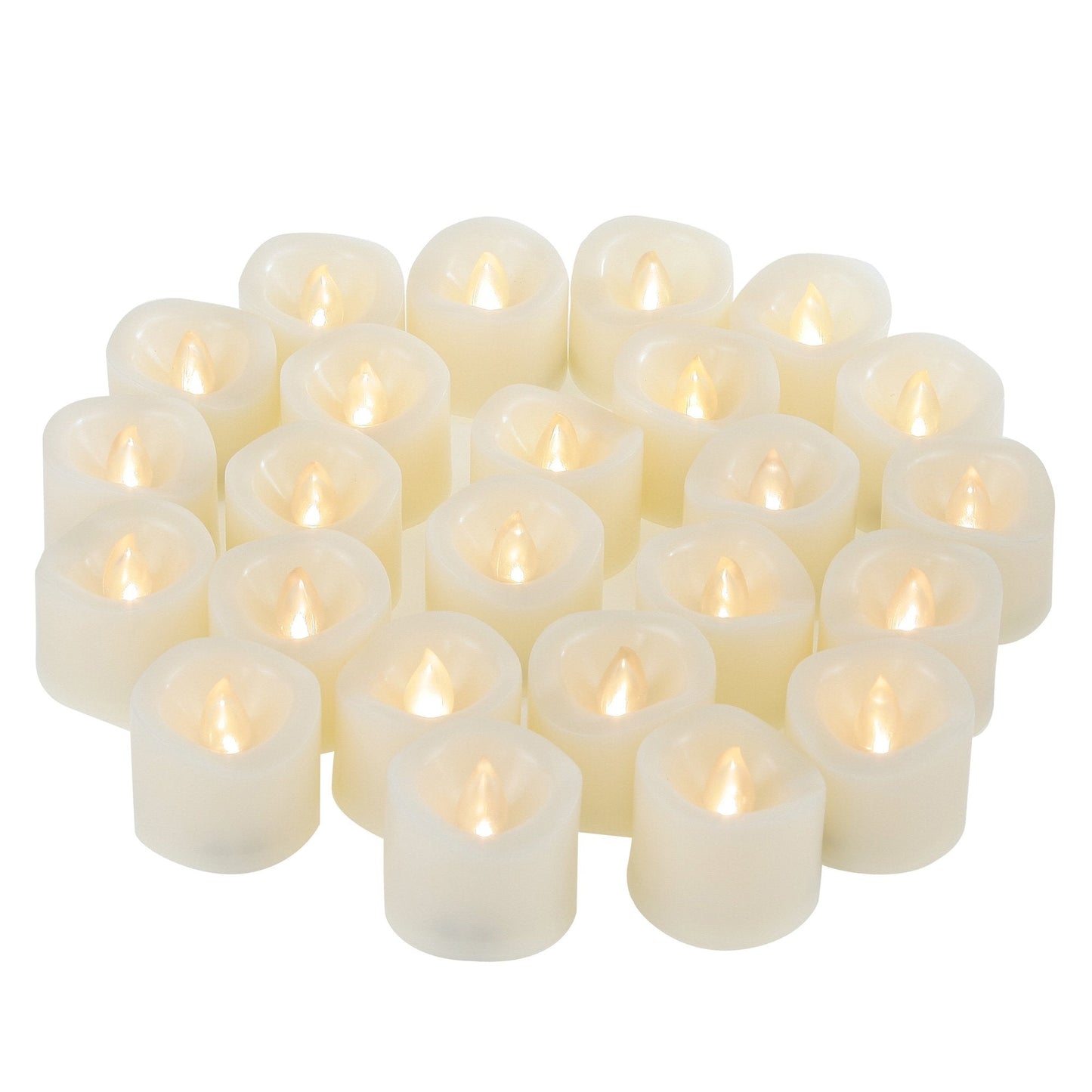 Battery Operated LED Votive Candles Realistic Flickering Flameless Tea Lights Set Bulk Electric Fake Night Candle Lights for Xmas Christmas Party Wedding Decorations Gifts 24 Pack Batteries Included